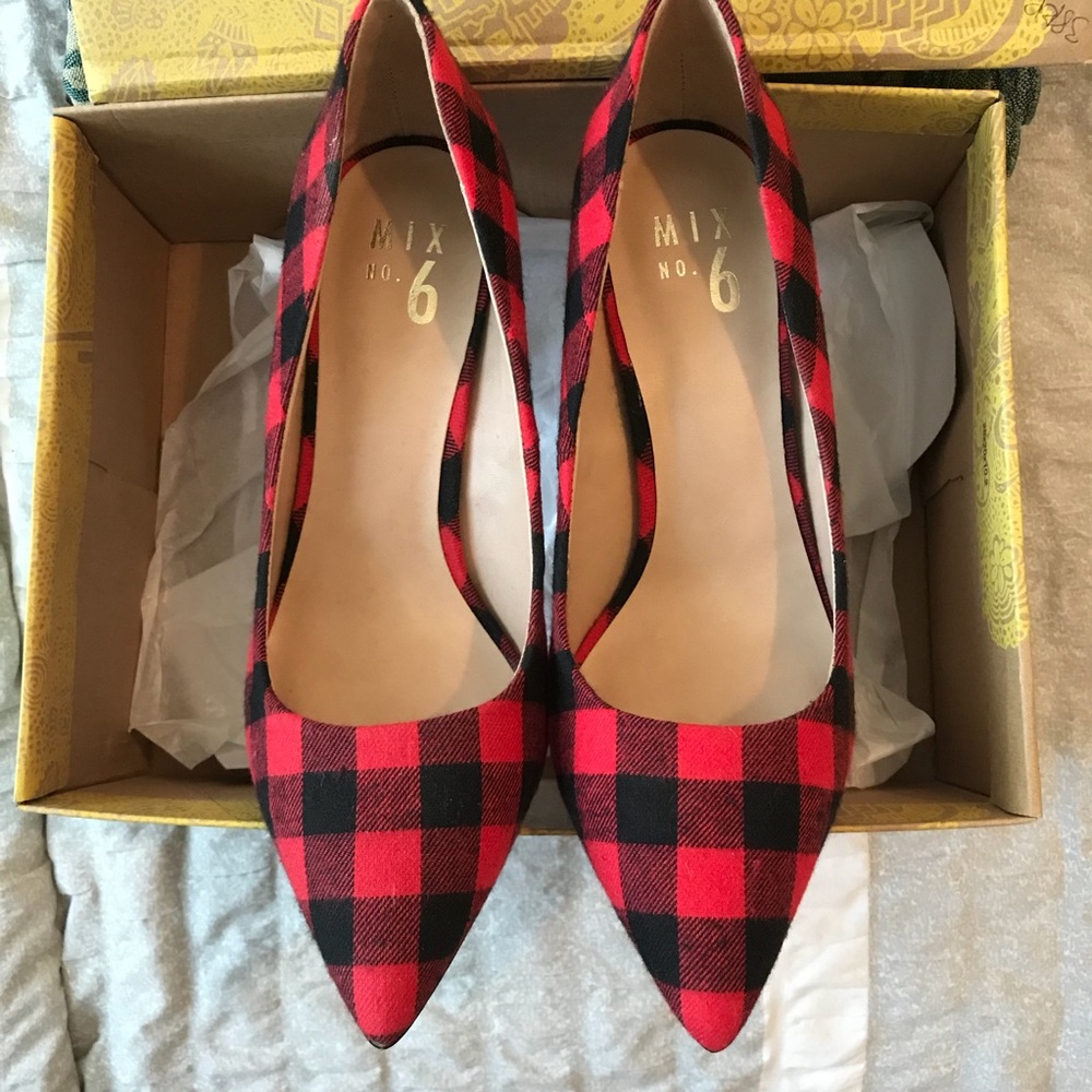 Mix No. 6 - Buffalo Plaid Heels - Size 8.5